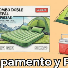 Accesorios para campamento, viaje y playa: carpa Greenside, colchón inflable Bestway y linternas recargables — OcShop Perú