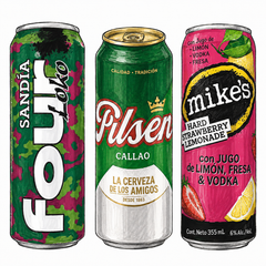 Bebidas alcohólicas: Four Loko en varios sabores y Smirnoff Ice guaraná y green apple — OcShop Perú