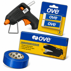 Herramientas de oficina: engrapador escolar, perforador Vinifan, grapas y chinches de colores — OcShop Perú