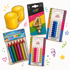Velas de cumpleaños doradas del 0 al 9 e incógnita, y vela perfumada Misionera votiva — OcShop Perú