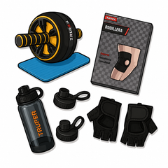 Equipos deportivos: rueda abdominal, mancuernas handgrip, bandas elásticas y soga para saltar — OcShop Perú
