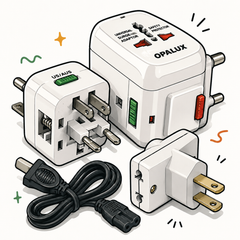 Adaptadores: triple enchufe, universal de viaje, XLR a Jack y adaptador de poder tipo 8 — OcShop Perú