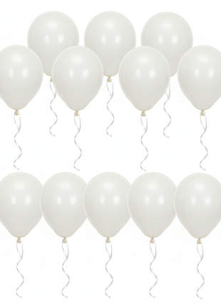 10 globos blancos en dos filas