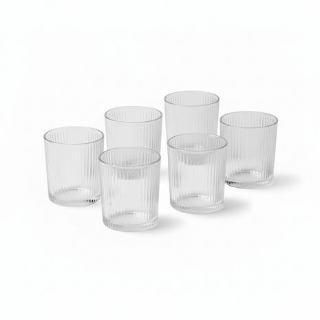 6 Vasos Milano 310ml todos vacíos - fondo blanco