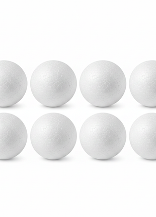 8 bolas de tecnopor ordenadas - fondo blanco