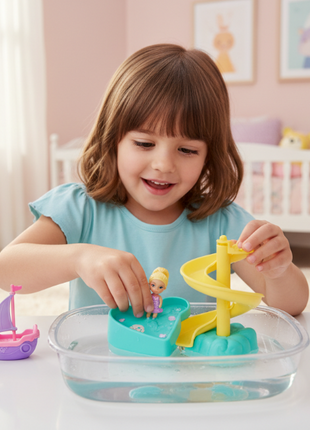 Mini Barbie Land bote y piscina - niña jugando con playset color change, imaginación y juego acuático