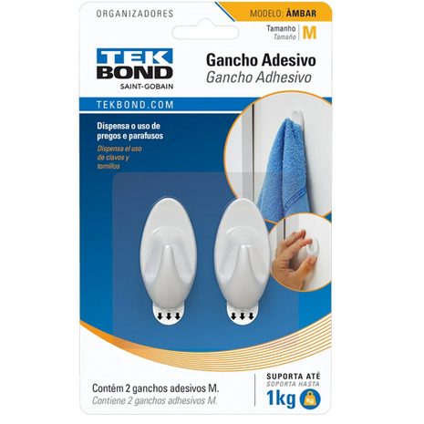 GANCHO ADESIVO MEDIANO AMBAR TEKBOND