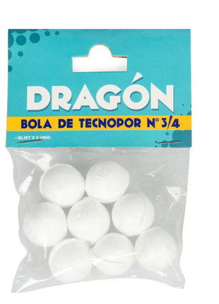 BOLAS DE TECNOPOR DRAGON  3/4'' X 8 Und