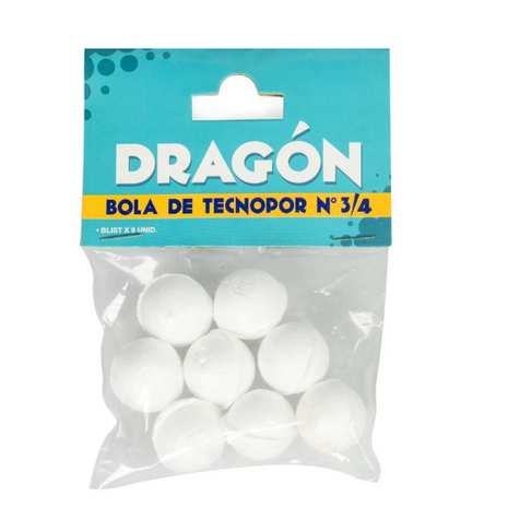 BOLAS DE TECNOPOR DRAGON  3/4'' X 8 Und