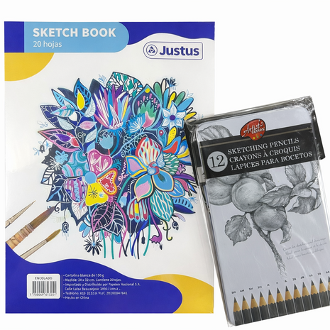 PACK PARA DIBUJANTE - LAPICES PARA BOCETOS Y BLOCK PARA DIBUJO