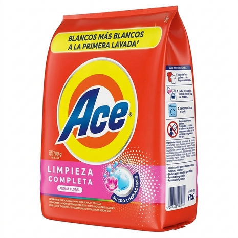 DETERGENTE EN POLVO ACE AROMA FLORAL Bolsa 700g