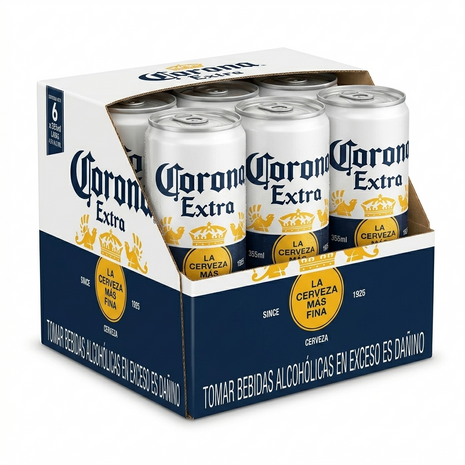 PACK DE 6 CERVEZA CORONA EXTRA EN LATAS
