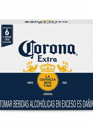 PACK DE 6 CERVEZA CORONA EXTRA EN LATAS