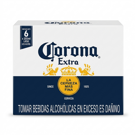 PACK DE 6 CERVEZA CORONA EXTRA EN LATAS