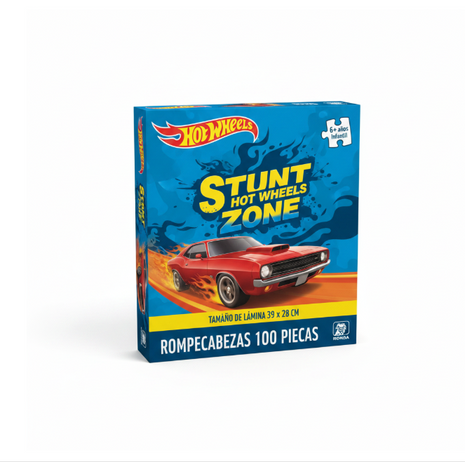 Hot Wheels Stunt Zone rompecabezas 100 piezas Ronda - lámina 39x28cm, para niños desde 6 años