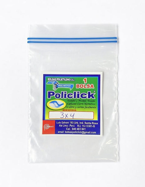 BOLSA ZIPLOC DE PAQUETE DE 100 BOLSAS DE 3X4