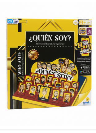 ¿Quién Soy? juego de mesa Ronda - adivina el personaje, ENG/ESP, con app, 2+ jugadores desde 8 años