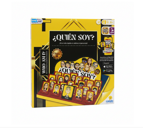 ¿Quién Soy? juego de mesa Ronda - adivina el personaje, ENG/ESP, con app, 2+ jugadores desde 8 años