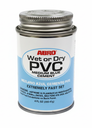 ABRO Cemento PVC Wet or Dry azul medio – adhesivo para tuberías PVC en seco y húmedo de alta resistencia – Envíos express

