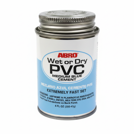 ABRO Cemento PVC Wet or Dry azul medio – adhesivo para tuberías PVC en seco y húmedo de alta resistencia – Envíos express

