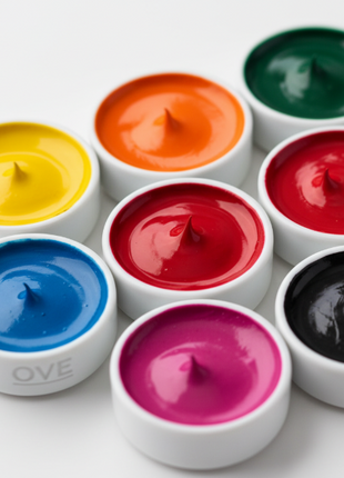 OVE acuarelas detalle pastillas de pigmento - 8 colores vivos saturados, superficie brillante premium