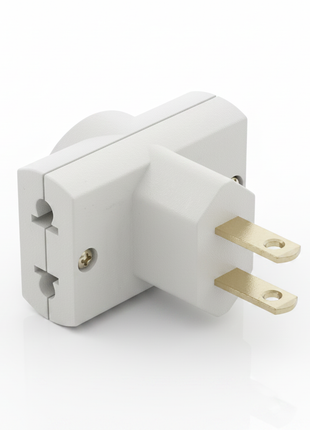 Adaptador de enchufe universal blanco – convertidor de clavija plana a redonda – uso en viajes y hogar

