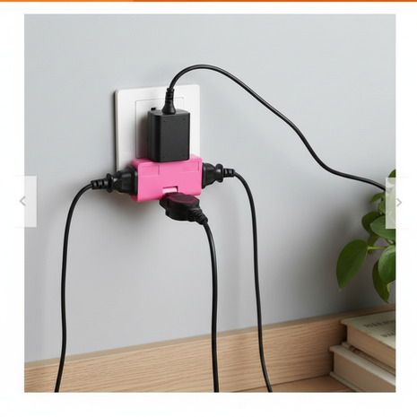 Adaptador triple pastel en tomacorriente – conecta hasta 3 dispositivos a la vez – práctico para hogar y oficina


