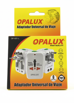 Adaptador Universal de Viaje OPALUX OP-931-L - Fondo Blanco