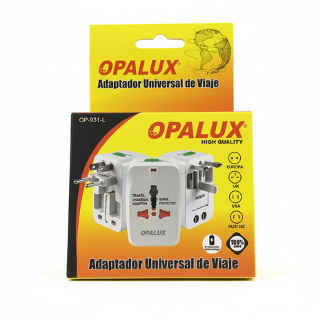 Adaptador Universal de Viaje OPALUX OP-931-L - Fondo Blanco