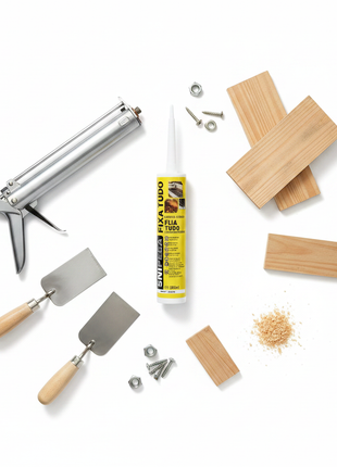 Adhesivo híbrido blanco en cartucho con pistola y materiales de construcción – sellador multiusos para madera y superficies – Envíos express

