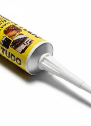 Adhesivo híbrido blanco detalle de boquilla y etiqueta – sellador en cartucho de alta adherencia para uso profesional – Envíos express