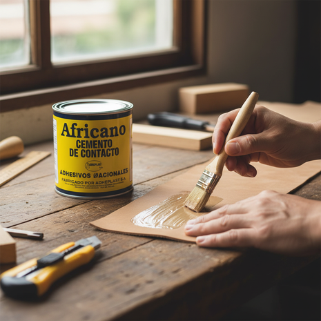 Africano Cemento de Contacto 250ml con materiales compatibles – pega cuero, madera y goma con máxima fuerza – Envíos express

