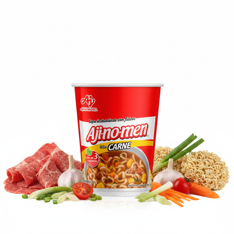 Ajinomen Carne Cup - Con ingredientes