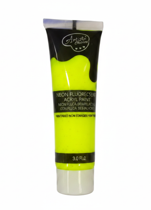 Pintura acrílica neón amarillo tubo Acrilex color fluorescente intenso para manualidades y bellas artes Perú

