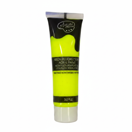 Pintura acrílica neón amarillo tubo Acrilex color fluorescente intenso para manualidades y bellas artes Perú

