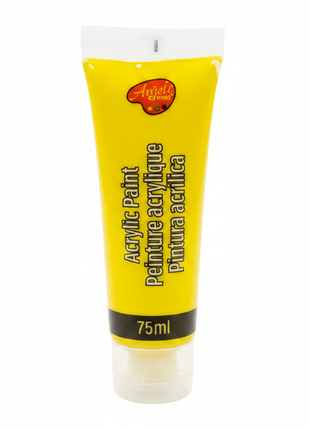 Pintura acrílica amarilla 75ml tubo profesional Acrilex colores vivos para manualidades y bellas artes Perú

