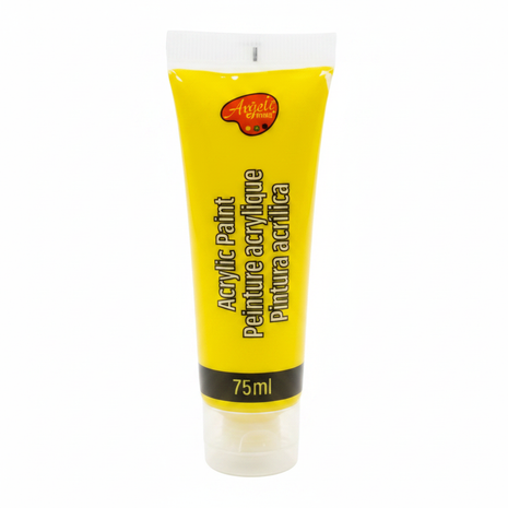 Pintura acrílica amarilla 75ml tubo profesional Acrilex colores vivos para manualidades y bellas artes Perú

