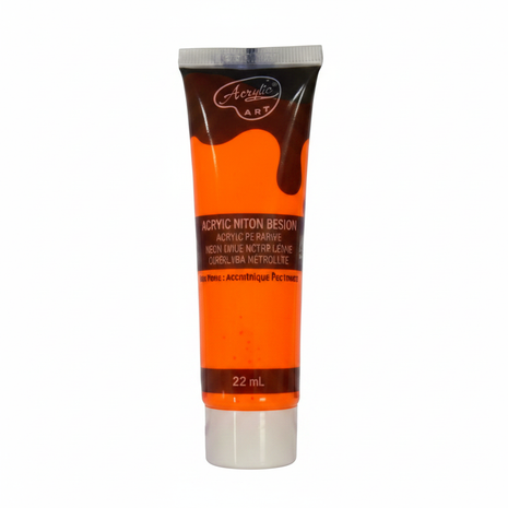 Pintura acrílica neón anaranjado 22ml tubo Acrilex color fluorescente intenso para manualidades y arte Perú

