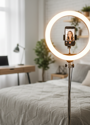 Aro de luz P220-Q – iluminación profesional para selfies y videos – 3 temperaturas de color – creadores de contenido