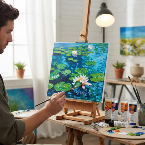 Artista usando Pinturas Acrílicas Artist Series