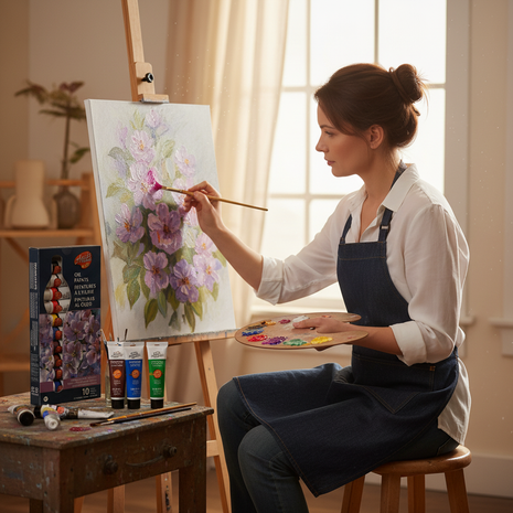 Artista usando Pinturas al Óleo Artist Series