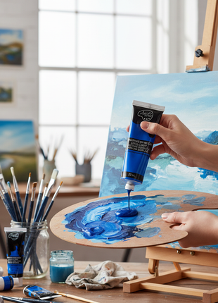 Artix pintura acrílica azul cobalto en situación de uso