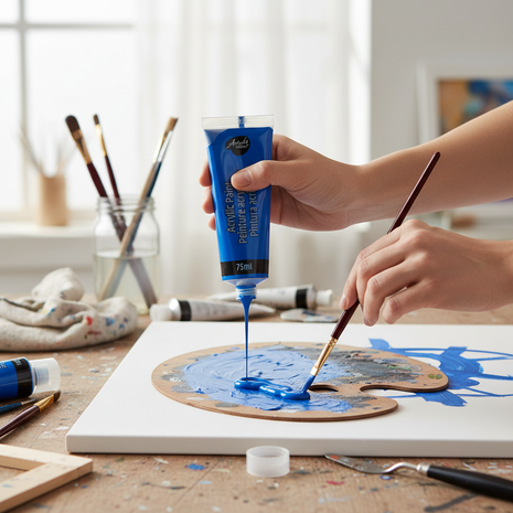 Artix pintura acrílica azul en situación de uso