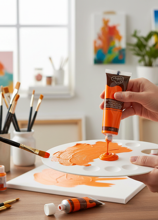 Artix pintura acrílica naranja en situación de uso