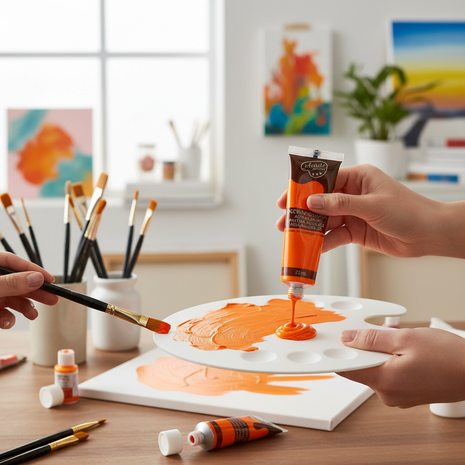 Artix pintura acrílica naranja en situación de uso