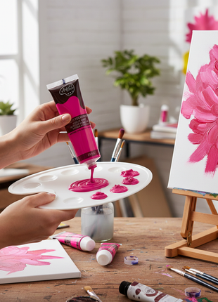 Artix pintura acrílica rosa fucsia en situación de uso