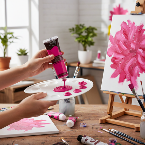 Artix pintura acrílica rosa fucsia en situación de uso