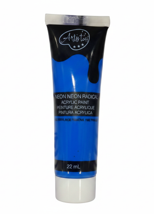 Pintura acrílica neón azul 22ml tubo Acrilex color fluorescente intenso para manualidades y bellas artes Perú


