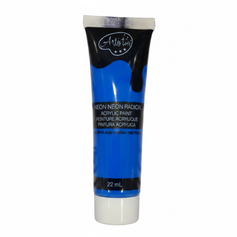 Pintura acrílica neón azul 22ml tubo Acrilex color fluorescente intenso para manualidades y bellas artes Perú


