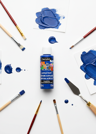 Frasco pintura acrílica azul oscuro 118ml DecoArt, fórmula base agua lavable para madera, tela y lienzo

